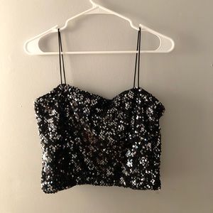 Garage Sequin Black Crop top